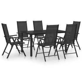 Juego de comedor para jardín de 7 piezas aluminio negro en Conjuntos de jardín | Comprar online en Foru.es