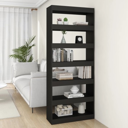 Estantería/divisor madera de ingeniería negro 80x30x198 cm en Librerías y estanterías | Comprar online en Foru.es