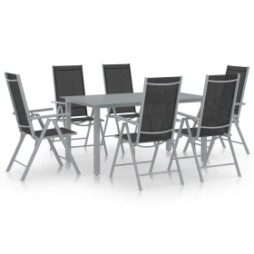 Set de comedor para jardín 7 piezas aluminio plata y negro en Conjuntos de jardín | Comprar online en Foru.es
