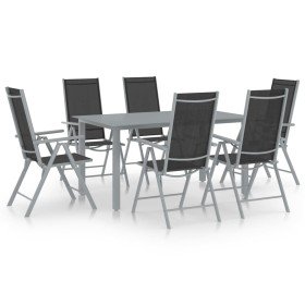 Set de comedor para jardín 7 piezas aluminio plata y negro en Conjuntos de jardín | Comprar online en Foru.es