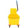 Cubo para fregona con escurridor y ruedas PP amarillo 36 L de vidaXL, Carretones y caddies de mantenimiento - Ref: Foro24-154...