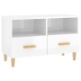Mueble de TV madera contrachapada blanco brillo 80x36x50 cm en Muebles TV | Comprar online en Foru.es