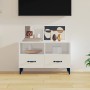 Mueble de TV madera contrachapada blanco brillo 80x36x50 cm en Muebles TV | Comprar online en Foru.es