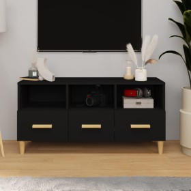 Mueble de TV madera contrachapada negro 102x36x50 cm en Muebles TV | Comprar online en Foru.es