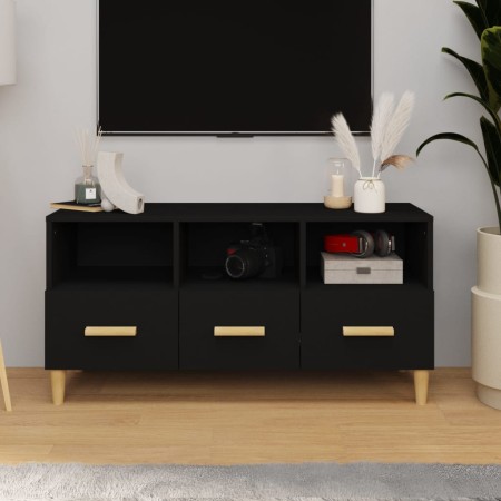 Mueble de TV madera contrachapada negro 102x36x50 cm en Muebles TV | Comprar online en Foru.es