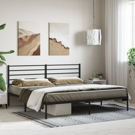 Estructura de cama con cabecero metal negro 180x200 cm de vidaXL, Camas y somieres - Ref: Foro24-352323, Precio: 119,71 €, De...