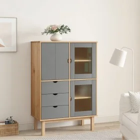Aparador OTTA madera maciza pino marrón y gris 85x43x125 cm de vidaXL, Aparadores - Ref: Foro24-351307, Precio: 256,76 €, Des...