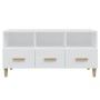 Mueble de TV madera contrachapada blanco brillo 102x36x50 cm en Muebles TV | Comprar online en Foru.es
