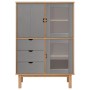 Aparador OTTA madera maciza pino marrón y gris 85x43x125 cm de vidaXL, Aparadores - Ref: Foro24-351307, Precio: 260,31 €, Des...