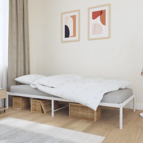 Estructura de cama metal blanca 100x190 cm de vidaXL, Camas y somieres - Ref: Foro24-350907, Precio: 79,53 €, Descuento: %