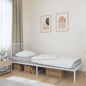 Estructura de cama de metal con cabecero blanco 90x200 cm de vidaXL, Camas y somieres - Ref: Foro24-350924, Precio: 64,51 €, ...