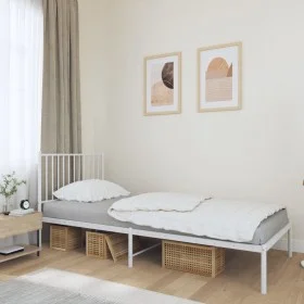 Metal bed frame with white headboard 90x200 cm by vidaXL, Beds and slatted bases - Ref: Foro24-350924, Price: 64,40 €, Discou...