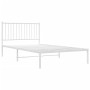 Estructura de cama de metal con cabecero blanco 107x203 cm de vidaXL, Camas y somieres - Ref: Foro24-350927, Precio: 77,68 €,...