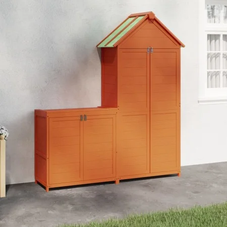 Cobertizos para herramientas jardín 2 pzas madera pino marrón de vidaXL, Cobertizos - Ref: Foro24-172249, Precio: 333,96 €, D...