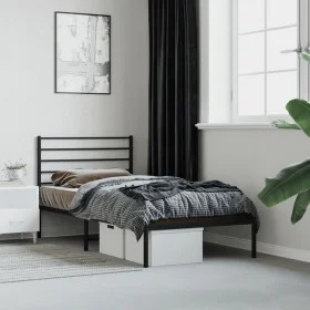 Estructura de cama con cabecero metal negro 100x190 cm de vidaXL, Camas y somieres - Ref: Foro24-352313, Precio: 64,15 €, Des...