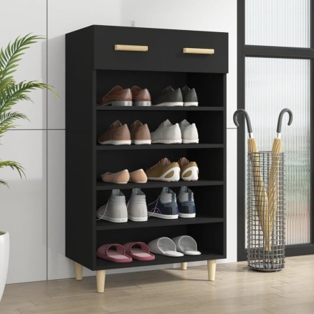 Mueble zapatero de madera contrachapada negro 60x35x105 cm en Zapateros y organizadores de calzado | Comprar online en Foru.es