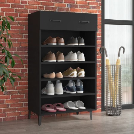Mueble zapatero de madera contrachapada negro 60x35x105 cm en Zapateros y organizadores de calzado | Comprar online en Foru.es