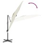 Sombrilla colgante con poste de aluminio blanco arena 300x300cm de vidaXL, Sombrillas - Ref: Foro24-319911, Precio: 243,66 €,...
