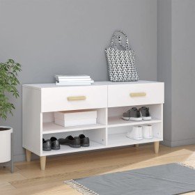 Mueble zapatero de madera contrachapada blanco 102x35x55 cm en Zapateros y organizadores de calzado | Comprar online en Foru.es