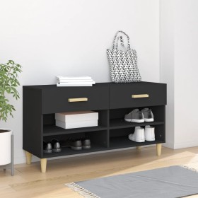 Mueble zapatero de madera contrachapada negro 102x35x55 cm en Zapateros y organizadores de calzado | Comprar online en Foru.es