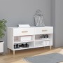 Mueble zapatero madera contrachapada blanco brillo 102x35x55 cm en Zapateros y organizadores de calzado | Comprar online en Foru