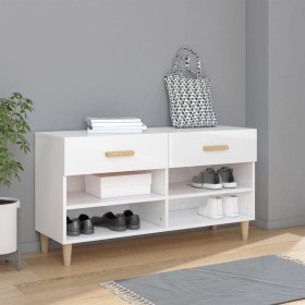 Mueble zapatero madera contrachapada blanco brillo 102x35x55 cm en Zapateros y organizadores de calzado | Comprar online en Foru