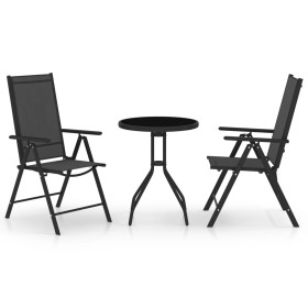 Set mesa y sillas de jardín 3 pzas aluminio y textilene negro en Conjuntos de jardín | Comprar online en Foru.es