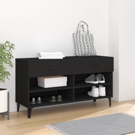 Mueble zapatero de madera contrachapada negro 102x35x55 cm en Zapateros y organizadores de calzado | Comprar online en Foru.es