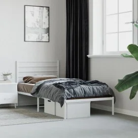 Metal bed frame with white headboard 100x190 cm by vidaXL, Beds and slatted bases - Ref: Foro24-352362, Price: 67,00 €, Disco...