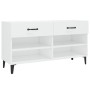Mueble zapatero madera contrachapada blanco brillo 102x35x55 cm en Zapateros y organizadores de calzado | Comprar online en Foru