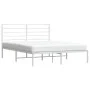 Metal bed frame with white headboard 140x190 cm by vidaXL, Beds and slatted bases - Ref: Foro24-352368, Price: 82,17 €, Disco...