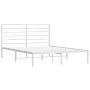 Estructura de cama de metal con cabecero blanca 140x190 cm de vidaXL, Camas y somieres - Ref: Foro24-352368, Precio: 82,17 €,...