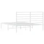 Metal bed frame with white headboard 140x190 cm by vidaXL, Beds and slatted bases - Ref: Foro24-352368, Price: 82,17 €, Disco...