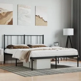 Estructura de cama con cabecero metal negro 140x200 cm de vidaXL, Camas y somieres - Ref: Foro24-352481, Precio: 96,65 €, Des...
