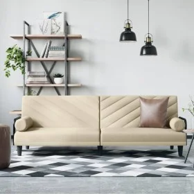 Sofá cama con reposabrazos tela color crema de vidaXL, Sofás - Ref: Foro24-351934, Precio: 273,18 €, Descuento: %