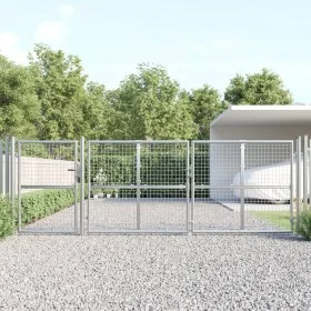 Puerta de malla de jardín acero galvanizado plateado 400x175cm de vidaXL, Puertas de jardín - Ref: Foro24-154555, Precio: 526...