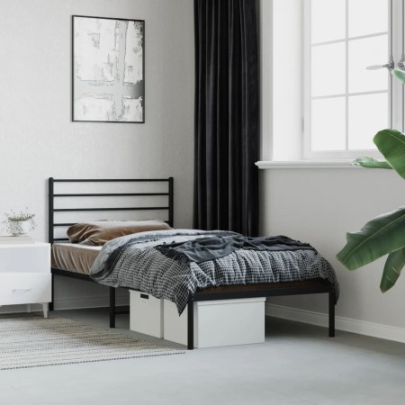 Estructura de cama con cabecero metal negro 90x200 cm de vidaXL, Camas y somieres - Ref: Foro24-352312, Precio: 63,34 €, Desc...