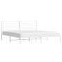 Estructura de cama de metal con cabecero blanco 193x203 cm de vidaXL, Camas y somieres - Ref: Foro24-352374, Precio: 90,00 €,...