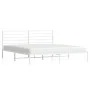 Estructura de cama de metal con cabecero blanco 193x203 cm de vidaXL, Camas y somieres - Ref: Foro24-352374, Precio: 88,81 €,...