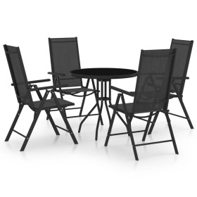 Set de comedor para jardín 5 piezas aluminio y textilene negro en Conjuntos de jardín | Comprar online en Foru.es