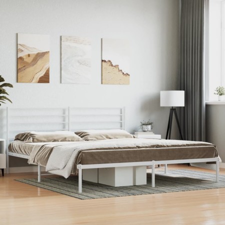 Estructura de cama de metal con cabecero blanco 183x213 cm de vidaXL, Camas y somieres - Ref: Foro24-352373, Precio: 90,13 €,...