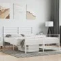 Estructura cama metal con cabecero y estribo blanco 150x200 cm de vidaXL, Camas y somieres - Ref: Foro24-352388, Precio: 86,4...