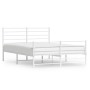 Estructura cama metal con cabecero y estribo blanco 150x200 cm de vidaXL, Camas y somieres - Ref: Foro24-352388, Precio: 90,1...