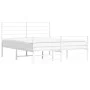 Estructura cama metal con cabecero y estribo blanco 150x200 cm de vidaXL, Camas y somieres - Ref: Foro24-352388, Precio: 86,4...