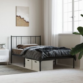 Estructura de cama con cabecero metal negro 90x190 cm de vidaXL, Camas y somieres - Ref: Foro24-352472, Precio: 60,48 €, Desc...