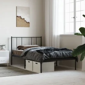 Estructura de cama con cabecero metal negro 90x190 cm de vidaXL, Camas y somieres - Ref: Foro24-352472, Precio: 59,93 €, Desc...
