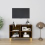 Mueble de TV patas de madera maciza roble ahumado 69,5x30x50 cm en Muebles TV | Comprar online en Foru.es