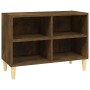 Mueble de TV patas de madera maciza roble ahumado 69,5x30x50 cm en Muebles TV | Comprar online en Foru.es