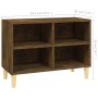 Mueble de TV patas de madera maciza roble ahumado 69,5x30x50 cm en Muebles TV | Comprar online en Foru.es