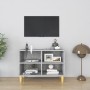 Mueble de TV con patas madera maciza gris Sonoma 69,5x30x50 cm en Muebles TV | Comprar online en Foru.es